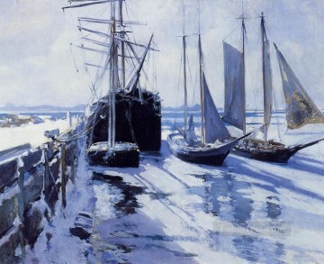  pre - Connecticut Shore Winter Impressionist seascape John Henry Twachtman